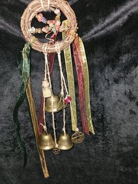 Handmade Multi-Color Boho Wind Chime with Bells and Ribbons